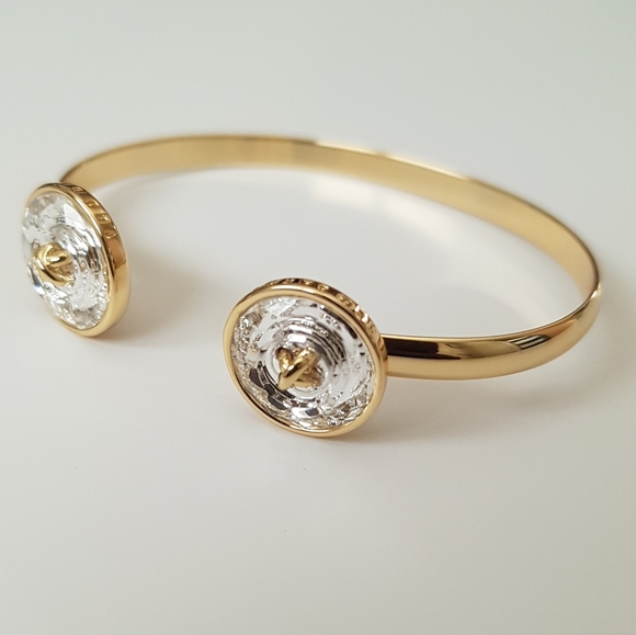 Ted Baker Katrina Big Button Swarovski Crystal Gold Cuff - Picture 2 of 6